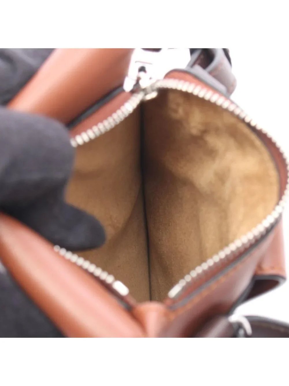 Loewe Shoulder Bag Gusset Flat Crossbody Cross Brown Leather
